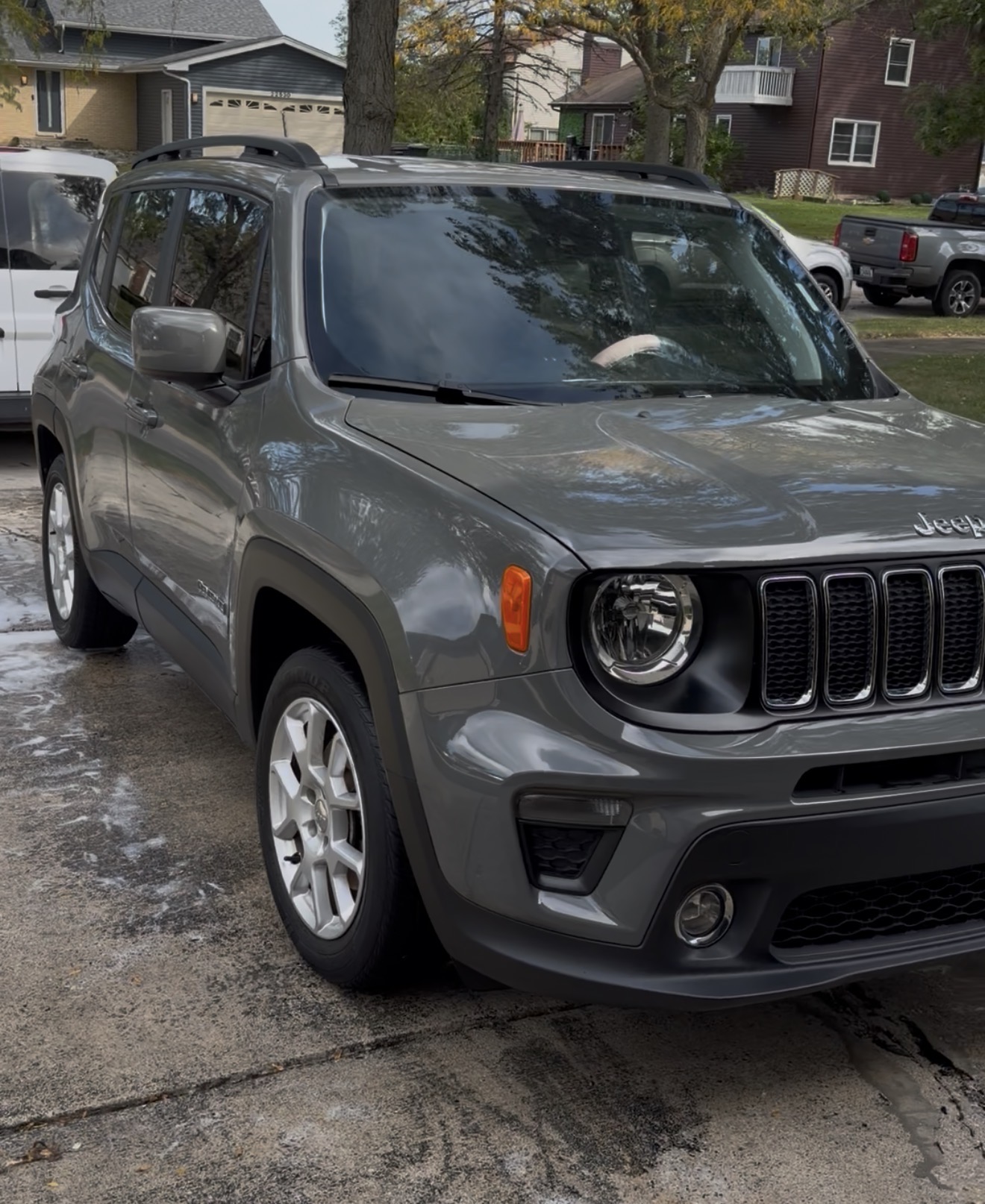 Gray Jeep after a wash
